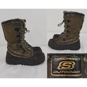 Sketchers Frolic Winter Boots Women's 8 Green/Brown Chunky VTG Y2K 2002 #W4664